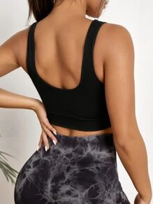 Yoga Basic Solid Sports Bra - Black - View 2
