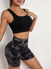 Yoga Basic Solid Sports Bra - Black - View 3