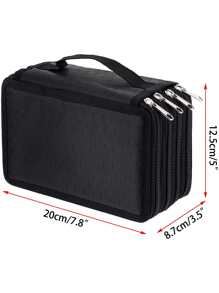 1pc High Capacity Zipper Pens Pencil Case, Multi-Functional Stationery Pencil Pouch, 72 Slots Colored Pencil Case, Portable Pencil Bags With 2 Removable Sleeves,Back To School,School Supplies - Black - View 6