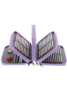 1pc Portable 72-grid Pencil Case - Black - View 3