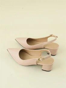 Giày cao gót Nữ màu trơn dép quai hậu Thanh lịch - Màu Hồng baby - Xem 2