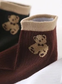 5pairs Bear Pattern Ankle Socks - Multicolor - View 4