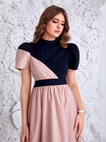 Modelyn Colour Block Belted Dress - Multicolor - View 6