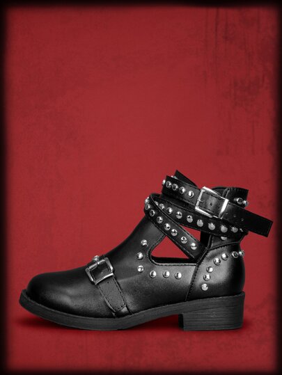 Grunge Punk Sandalen Boots mit Nieten & Schnalle Dekor, klobigem Absatz,