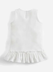 SHEIN Bebé Vestido con estampado de bolso bajo con fruncido - Blanco - Ver 2