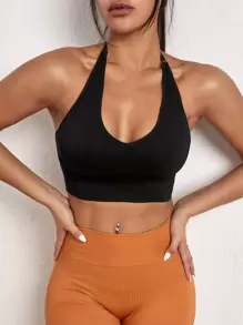 Menodora SHEIN Sport Backless Crop Sports Bra - Black - View 1