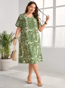 EMERY ROSE Đầm Plus Size Nhiệt đới Boho - Nhiều màu - Xem 1