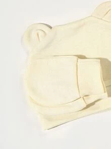 1pair Baby Plain Gloves & 1pc Hat - Beige - View 3