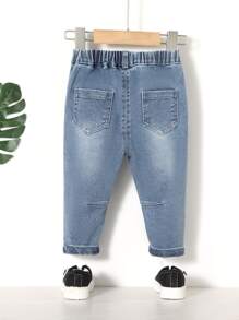 Baby Boy Cat Scratch Tapered Jeans - Medium Wash - View 2