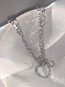 Heart Charm Layered Necklace - Silver - View 2