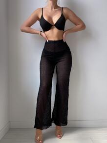 Summer Plain Plaid Cover Up - Black - View 1