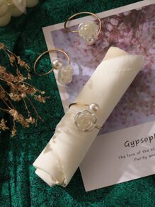 4pcs Rhinestone Decor Napkin Ring - Multicolor - View 1