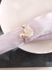 4pcs Rhinestone Decor Napkin Ring - Multicolor - View 2