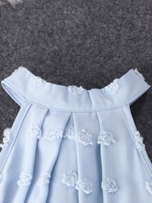 Toddler Girls Swiss Dot Layered Hem Belted Halter Dress