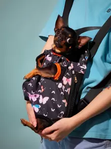 Butterfly Print Pet Carrier Bag Dog Outing Dog Stuff Puppy Keep Puppy Keep Cat Carrier Dog Carrier Dog Bag - Multicolor - View 2