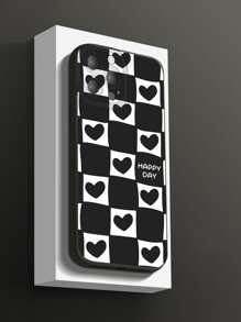 Funda para móvil con estampado de corazón y letra - Negro - Ver 2