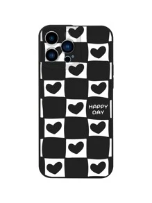 Funda para móvil con estampado de corazón y letra - Negro - Ver 3