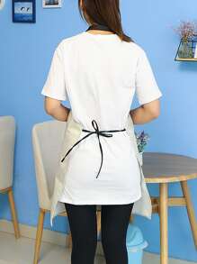 1pc Random Color Leaf & Letter Graphic Waterproof Apron - Multicolor - View 3