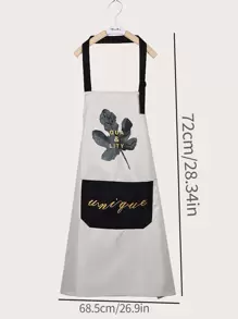 1pc Random Color Leaf & Letter Graphic Waterproof Apron - Multicolor - View 5