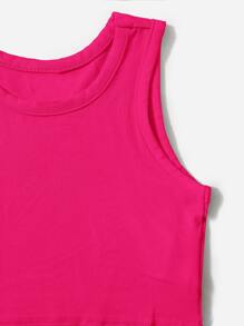 SHEIN Baby Solid Tank Top & Cycling Shorts Set - Hot Pink - View 3
