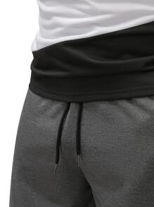 Manfinity Homme 男士撞色T恤和腰部抽繩短褲 - 彩色 - 查看 3