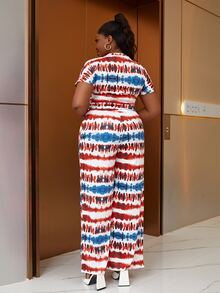 Bộ thời trang Plus Size Thắt lưng Cà vạt nhuộm Giải trí - Nhiều màu - Xem 2