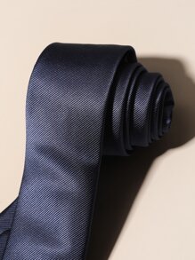 Hombres Corbata minimalista unicolor - Azul Marino - Ver 4