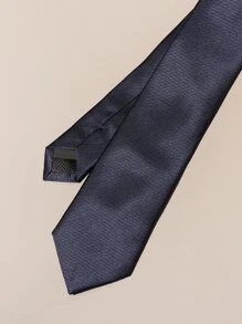 Hombres Corbata minimalista unicolor - Azul Marino - Ver 5