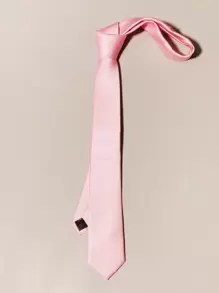 1 条男士时尚纯色 1200 针高密度粉色领带，适合约会和商务着装 - 粉色 - 查看 3
