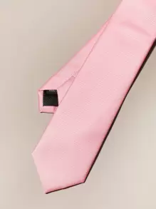 1 条男士时尚纯色 1200 针高密度粉色领带，适合约会和商务着装 - 粉色 - 查看 6