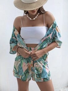 SHEIN VCAY Bộ đồ hai mảnh nữ Nhiệt đới Boho - Nhiều màu - Xem 4