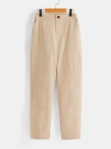 SHEIN Boys 1pc Slant Pocket Straight Leg Pants - Apricot - View 2