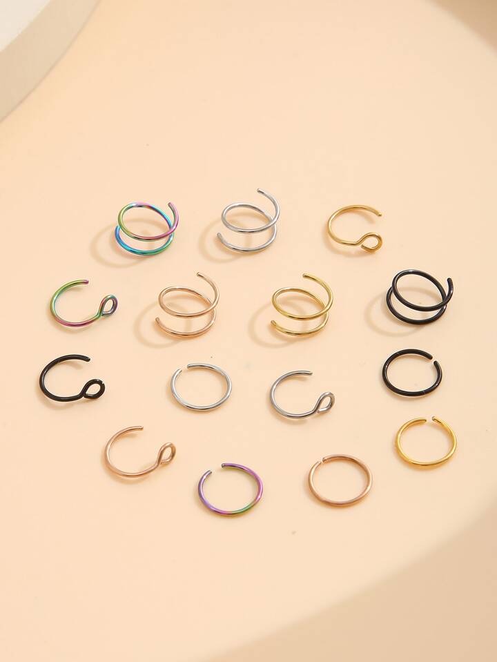 15pcs Holographic Nose Ring