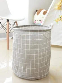 1pc Random Color Round Dirty Clothes Basket, Laundry Basket, Portable Dirty Clothes Hamper Dress Pants Shoes Jeans Boots Skirt - Grey - View 2