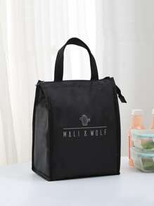 1入組仙人掌圖案午餐盒保溫包 - 黑色 - 查看 4