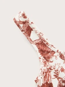 SHEIN MOD 植物印花木耳邊背心上衣