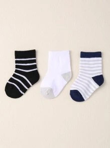 Bebé 3 pares Calcetines de tripulación de rayas - Multicolor - Ver 1