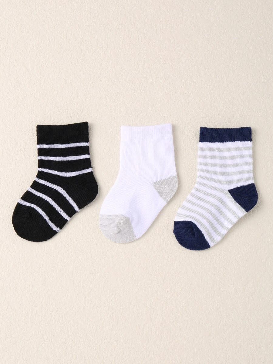 Bebé 3 pares Calcetines de tripulación de rayas - Multicolor - Ver 1