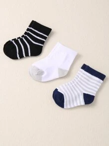 Bebé 3 pares Calcetines de tripulación de rayas - Multicolor - Ver 2