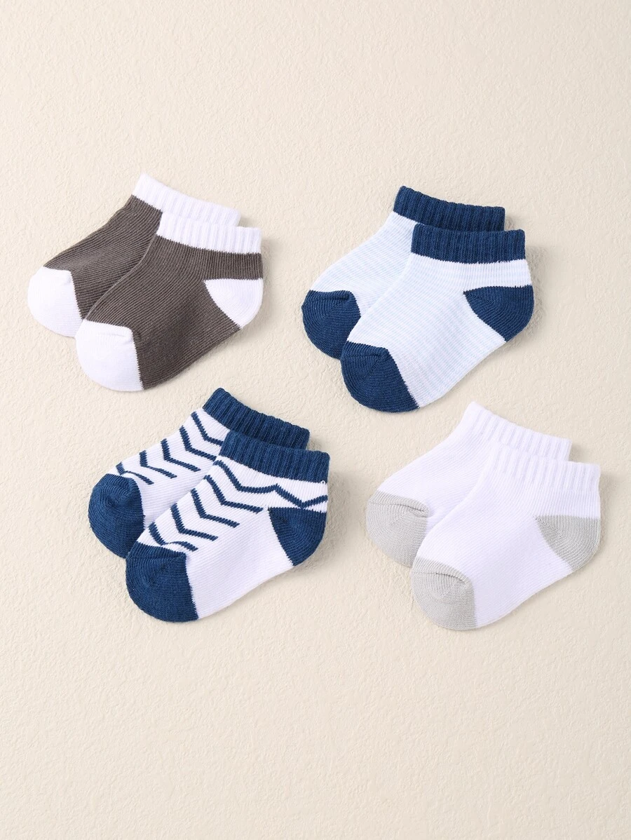 4pairs Baby Two Tone Socks - Multicolor - View 1