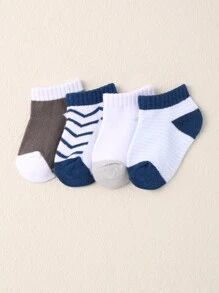 4pairs Baby Two Tone Socks - Multicolor - View 3