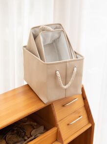 1 cái giỏ lưu trữ màu rắn - Màu be - Xem 1