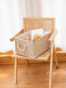 1 cái giỏ lưu trữ màu rắn - Màu be - Xem 2