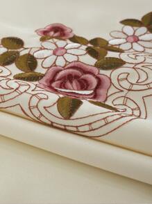 1pc Peony Flower Tablecloth, High-end Pastel Polyester Multi-color Square Tablecloth With Embroidered Hollow Flower Edges, Suitable For Square Table, Coffee Table, Small Round Table, Etc.