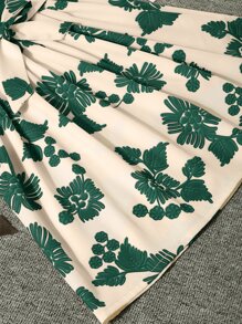 SHEIN Girls Floral Puff Sleeve Shirred Belted Flare Dress - Multicolor - View 3