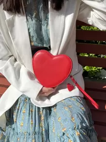 Mini Heart Design Novelty Bag With Bag Charm - Red - View 3