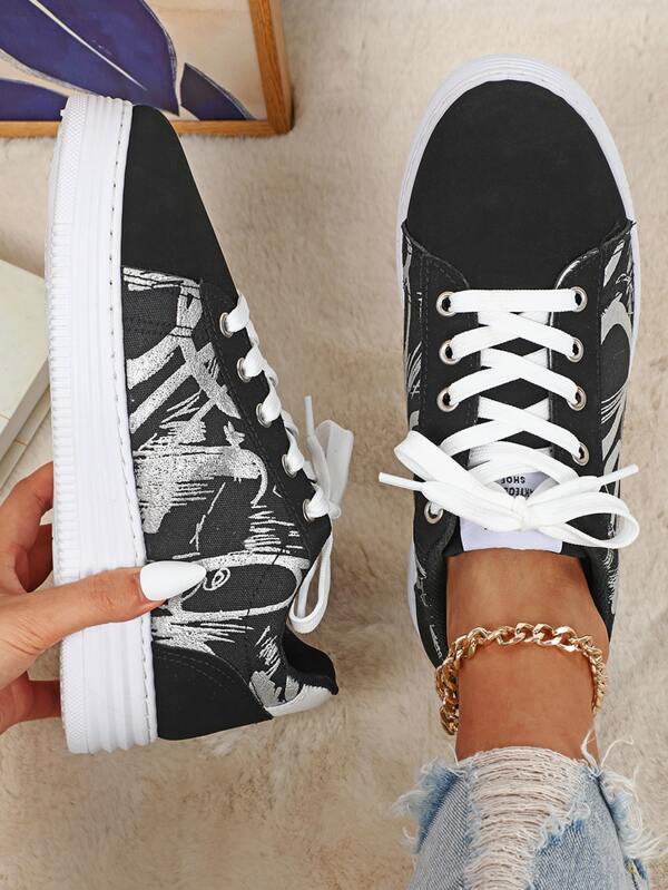 Laceup Front Graphic Skate Shoes SHEIN USA