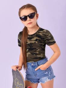 SHEIN Tops con gái Ngụy trang Giải trí - Nhiều màu - Xem 1