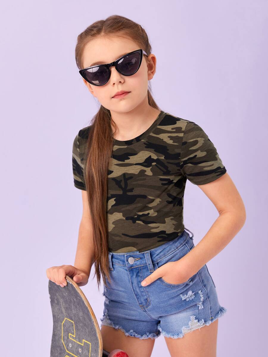 SHEIN Tops con gái Ngụy trang Giải trí - Nhiều màu - Xem 1