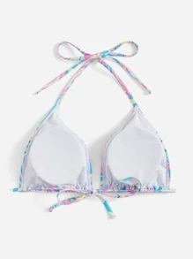 Swim Vcay Top bikini triángulo con estampado de remolino halter - Multicolor - Ver 2